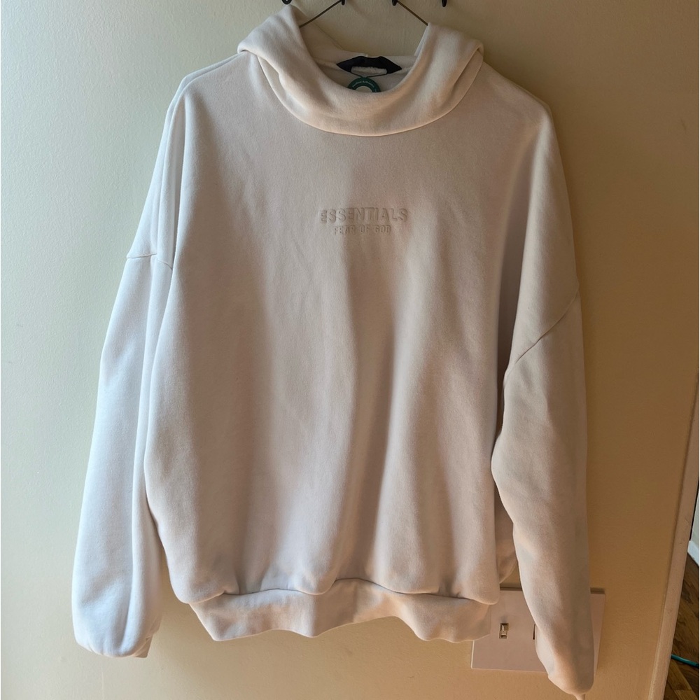 ESSENTIALS X FEAR OF GOD Pull Over Hoodie- Cloud Dancer Size: Medium